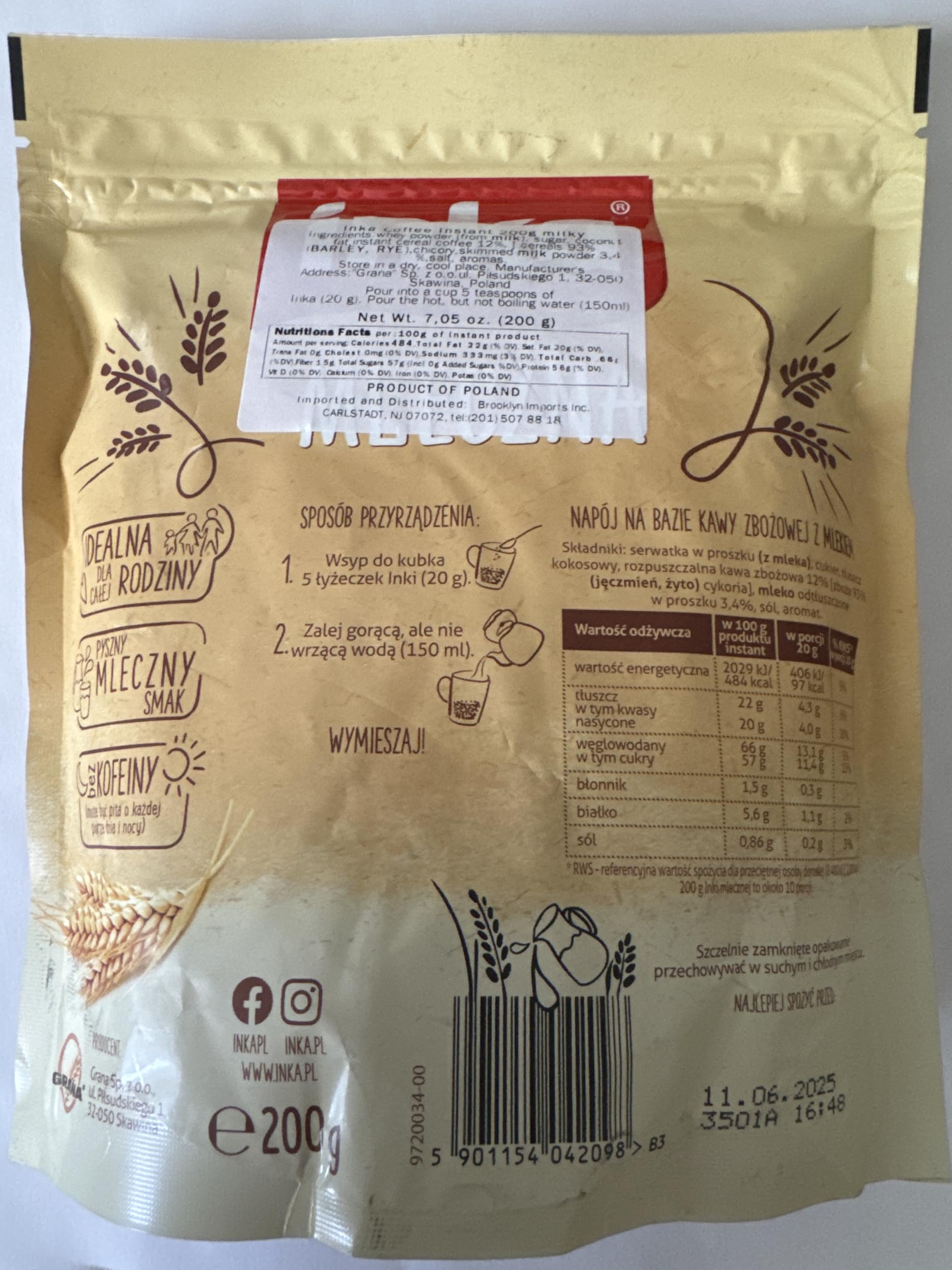 INKA Roaster Grain Coffee - flavor: MILK - 1 bag