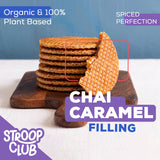 Stroop Club Chai Infused Organic Stroopwafel Caramel Treats | Vegan, Plant-Based and Dutch-Approved Indulgence - 24 Vegan Waffle Cookies (12 Pack