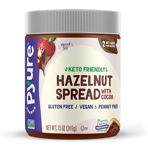 Pyure Keto Hazelnut Chocolate Spread | Sugar-Free, Low Carb, Vegan Nutella Alternative | 2g Net Carbs, Gluten-Free, Peanut-Free, Plant-Based, Non-GMO