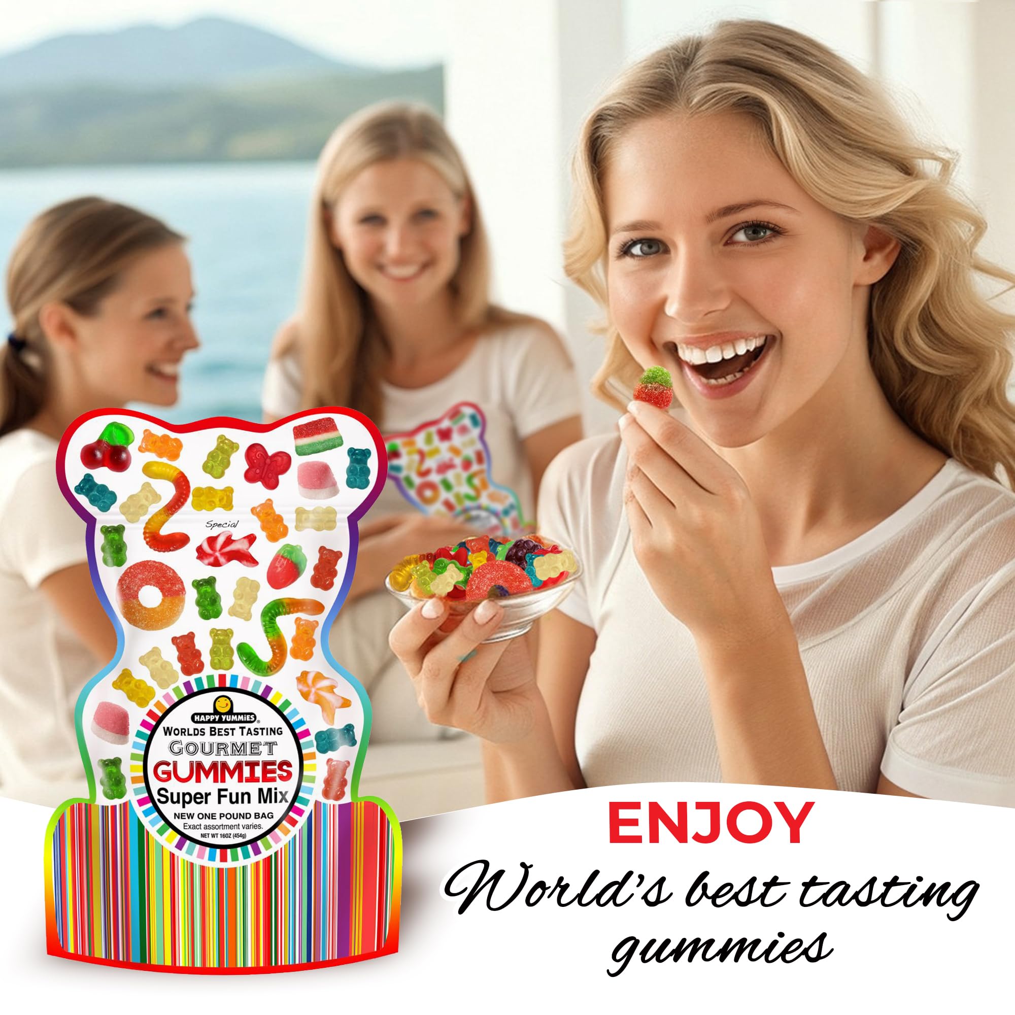 Happy Yummies Worlds Best Tasting Gourmet Gummies Spring Mix Assortment Gummy Candies 16oz