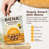 BIENA Chickpea Snacks - Crunchy Roasted Chickpeas - High Fiber Protein Snacks for Adults and Kids - 8-Pack, 5 Ounce Bags - Honey Roasted