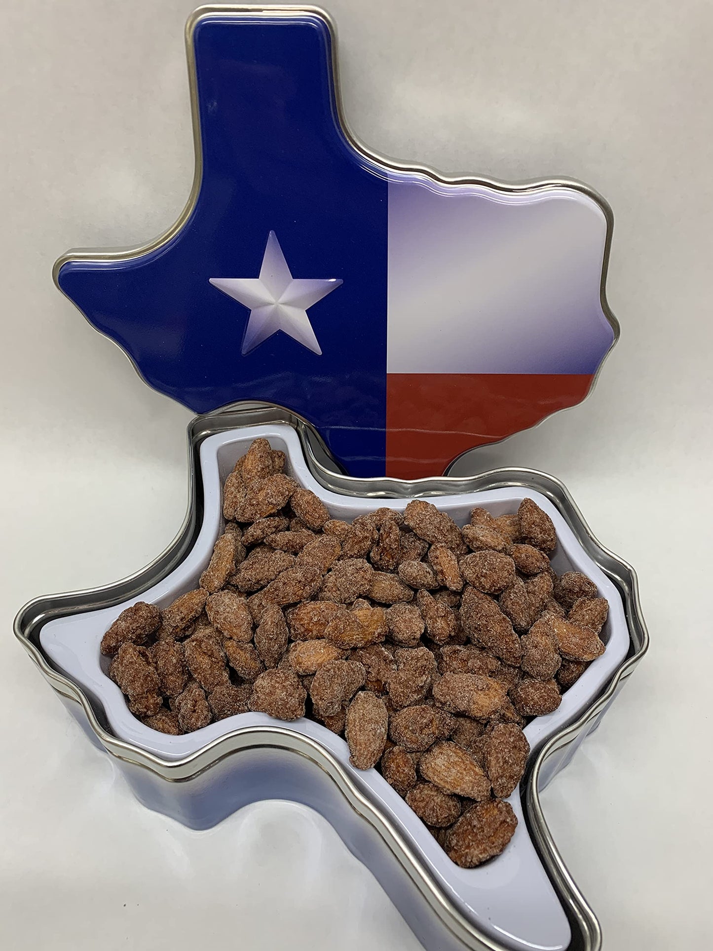 Cinnamon Roasted Almonds in a Texas Shaped Gift Tin