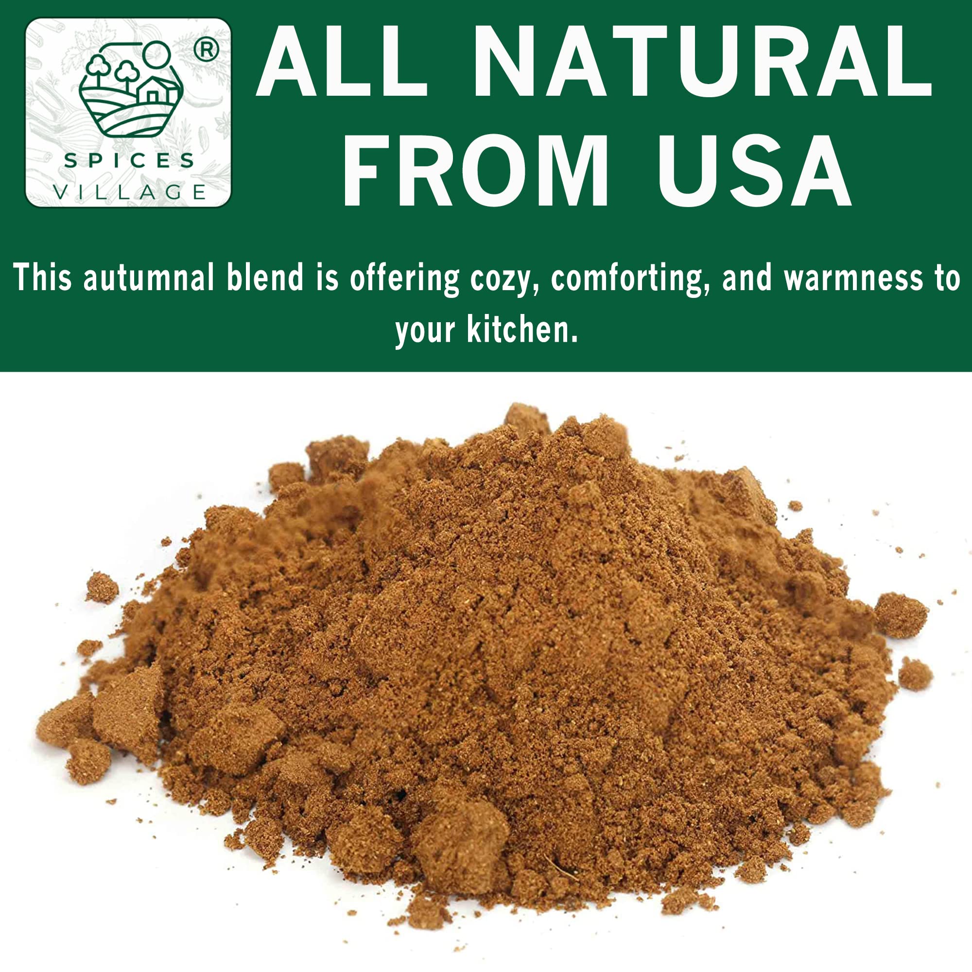 SPICES VILLAGE Apple Pie Spice [ 8 oz ] - Cinnamon, Ginger, Nutmeg, and Allspice Mix - Kosher, Gluten Free, Non GMO, Resealable Bulk Bag