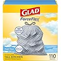 Glad Tall Kitchen Drawstring Trash Bags - Odorshield 13 Gallon White Trash Bag, Febreze Fresh Clean, 110 Count