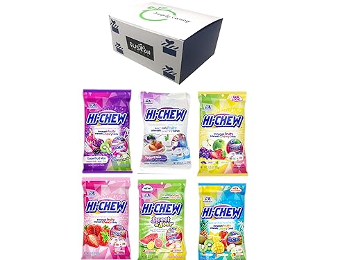 Hi Chew 6 Different Flavors Variety Pack (Superfruit Mix (New Flavor), Tropical Mix, Sweet and Sour, Strawberry, Original Mix, and Fizzies) (Pack