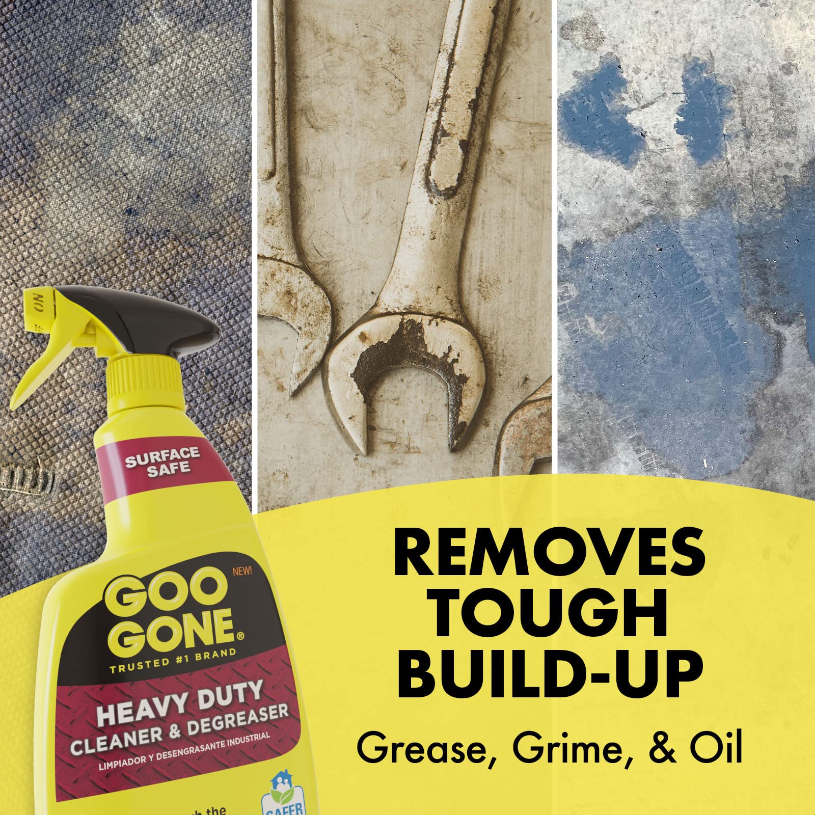 Goo Gone Heavy Duty Cleaner & Degreaser Spray With Microfiber Cleaning Towel - Cuts Through Tough Grease, Oil & Grime - 32 Oz (2 Pack + Towel)