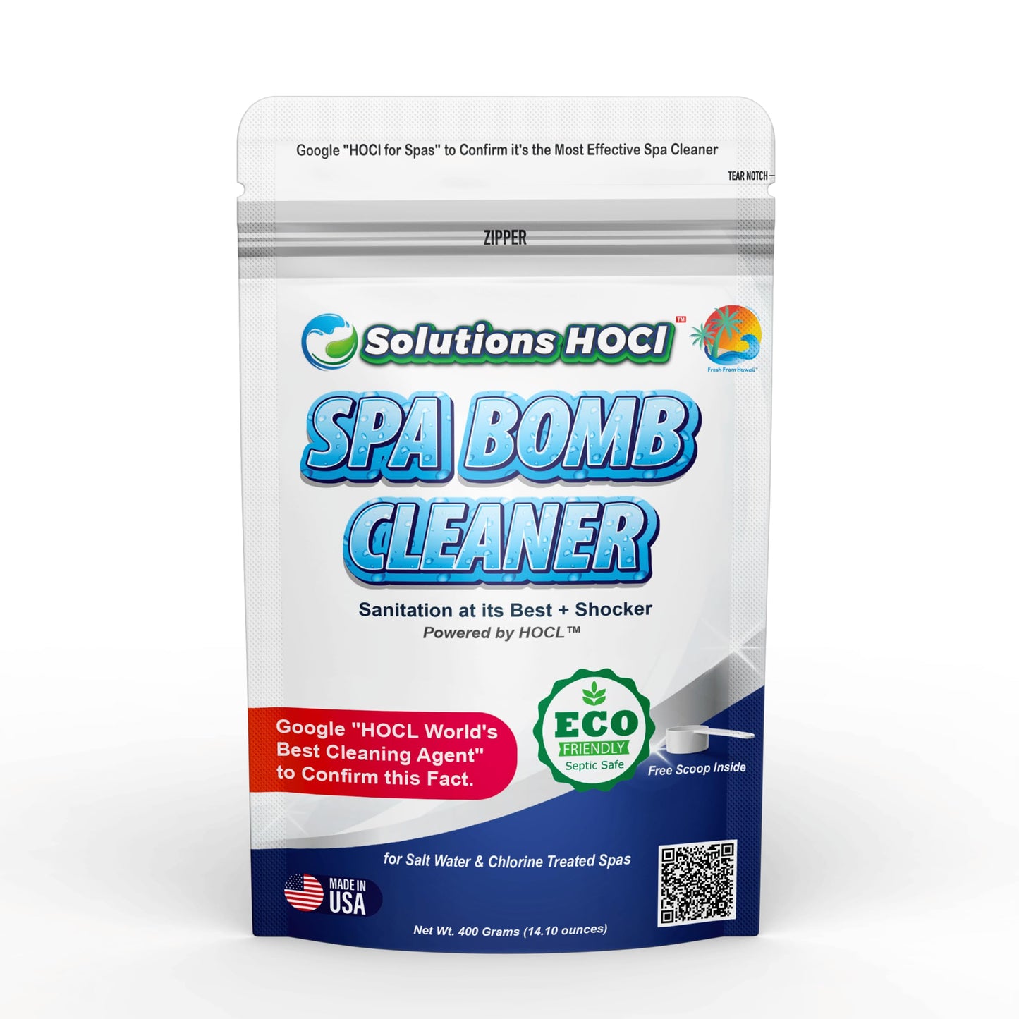 Solutions HOCL Power Clean with HOCL - Spa, Hot Tub, Bathtubs & Whirlpools Cleaner - Spa Surface Cleaner Bomb - Super Cleans Your Spa - 400 Grams