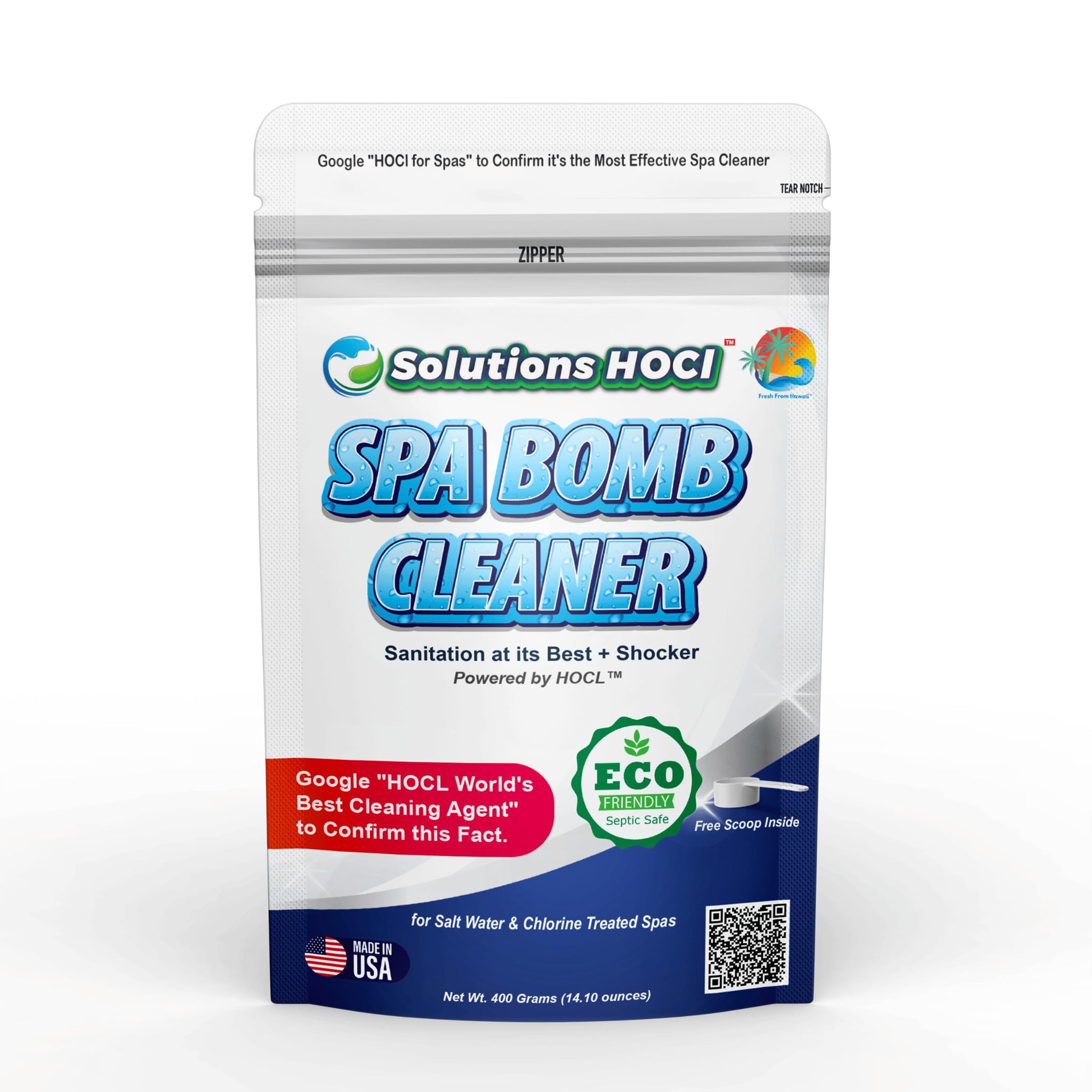 Solutions HOCL Power Clean with HOCL - Spa, Hot Tub, Bathtubs & Whirlpools Cleaner - Spa Surface Cleaner Bomb - Super Cleans Your Spa - 400 Grams