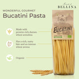 Mercato di Bellina Gourmet Pasta and Sauce Gift Set - Organic Bucatini Noodles with Authentic Italian Pasta Sauce - Italian Food Gifts Imported from