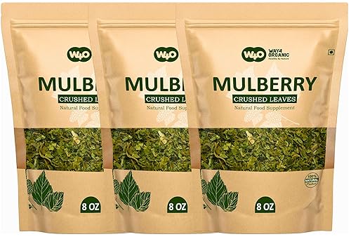 Mulberry Leaf Tea 8 Oz, Dried Crushed Leaves, Best Caffeine Free Tea - Way4Organic (8 Oz (3 Pack))