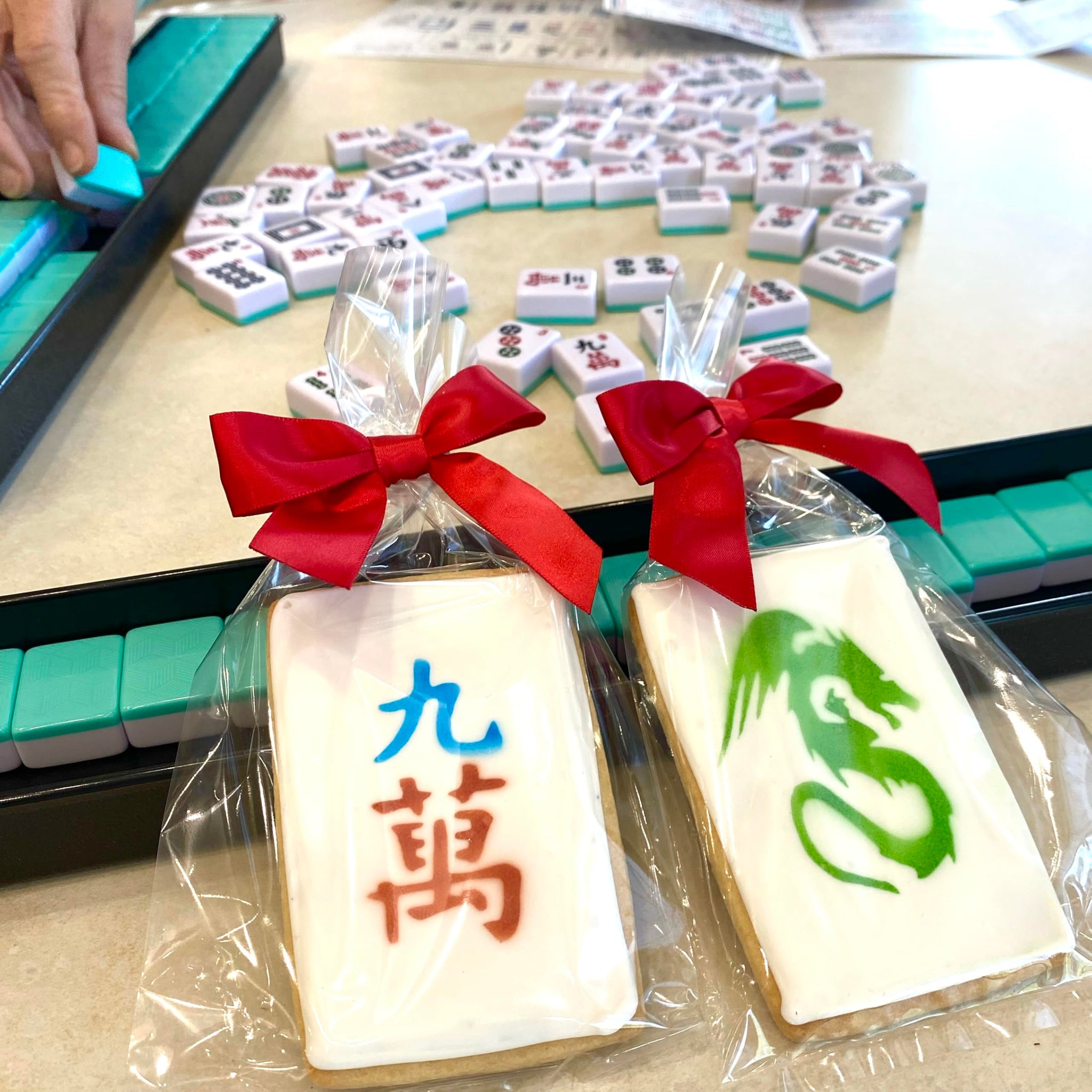 Mahjong Tile Cookies- Set of 6 Crunchy Shortbread Cookies Individually Wrapped by BakersDozenToGo