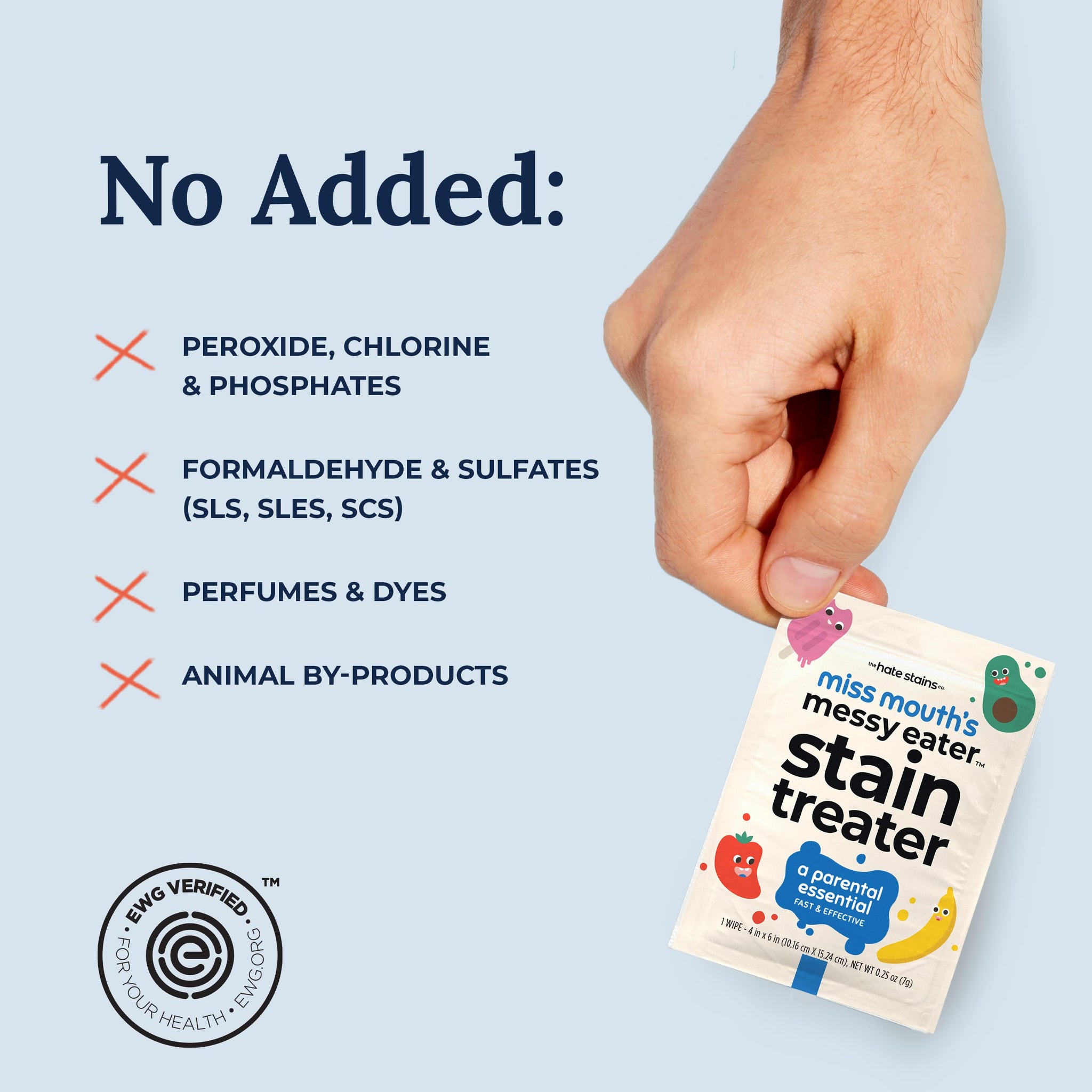 Miss Mouth's Stain Remover Wipes - Pack of 5, Unscented - Fast-Acting Messy Eater Stain Treater - Baby Food & Formula Cleanup - Travel Essentials