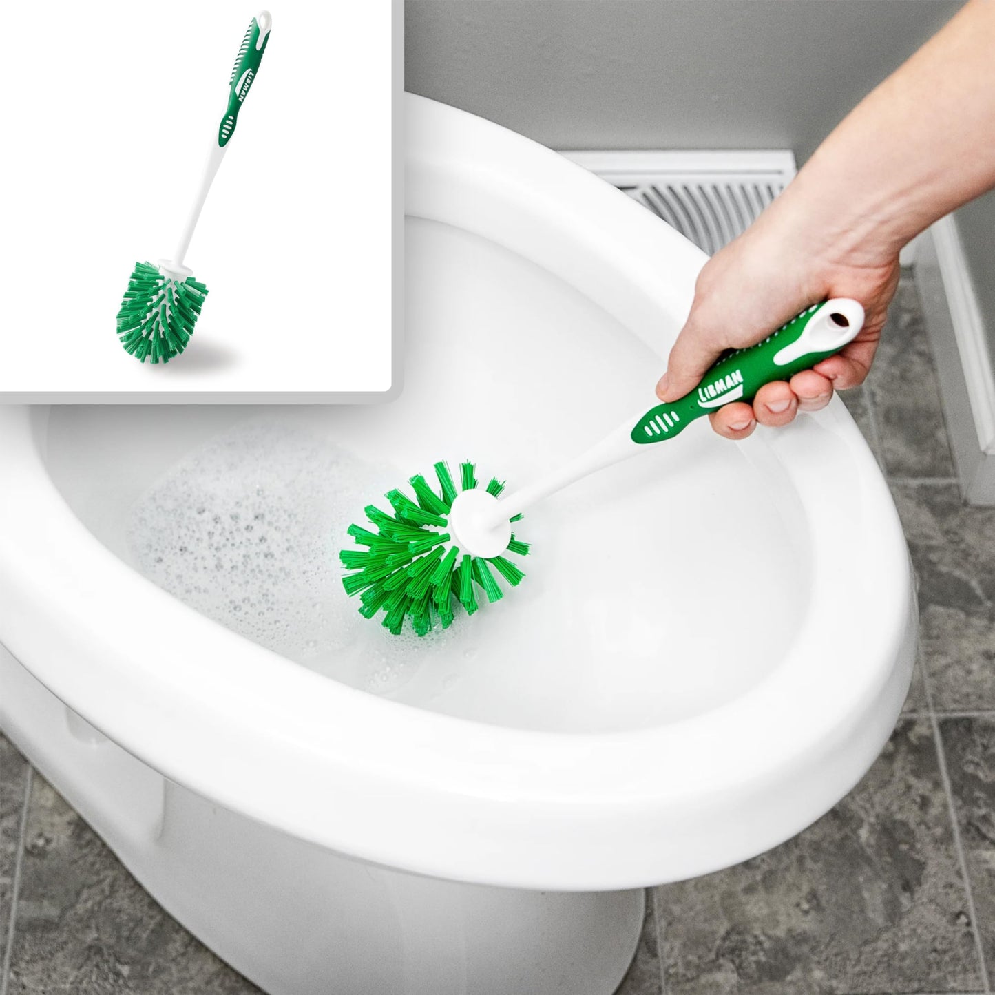 Libman Designer Bowl Brush and Caddy - 2 Pack - Toilet Brush and Holder Set, Non-Scratch, Bathroom Brush, Hygenic Caddy with Drying Slits