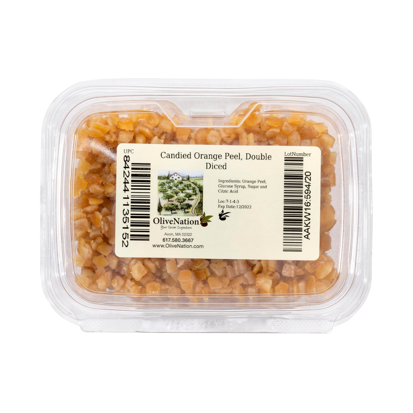 Candied Orange Peel, Double Diced 1 lb