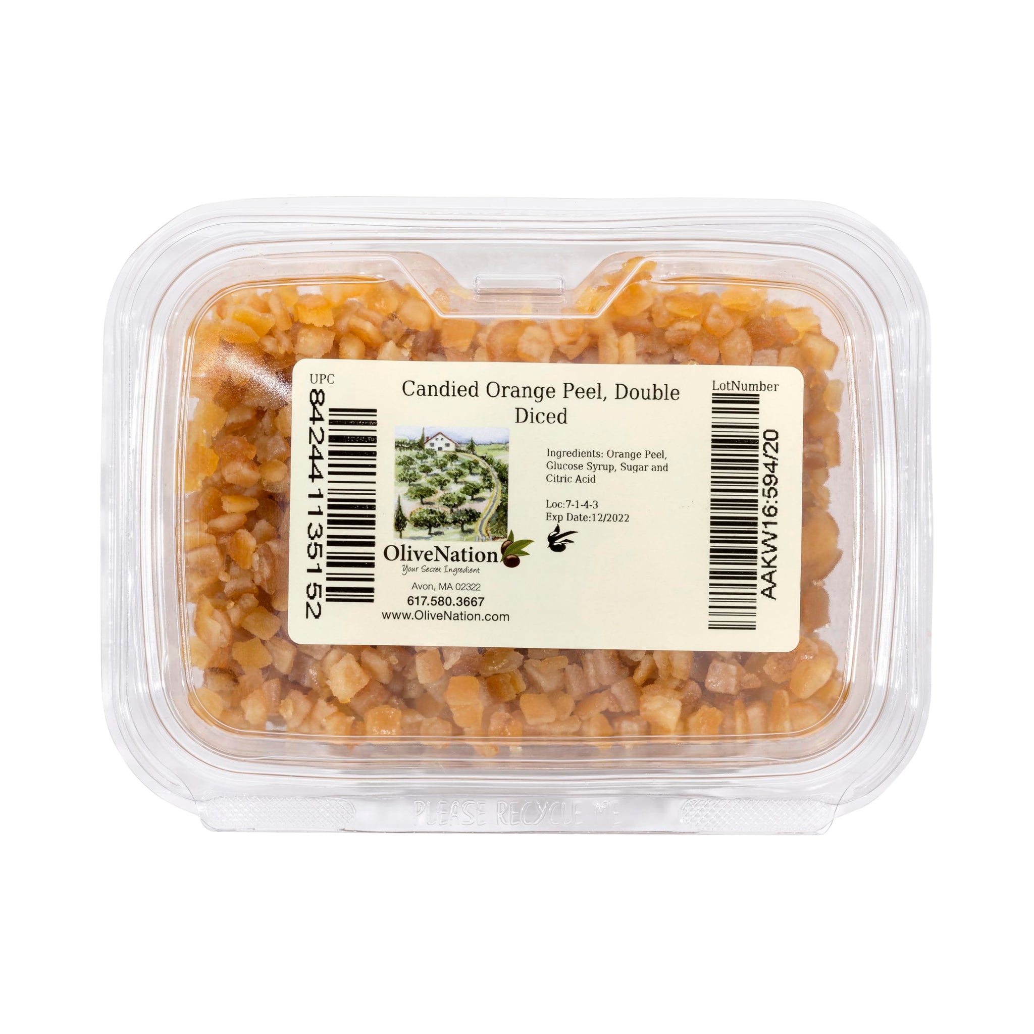 Candied Orange Peel, Double Diced 1 lb