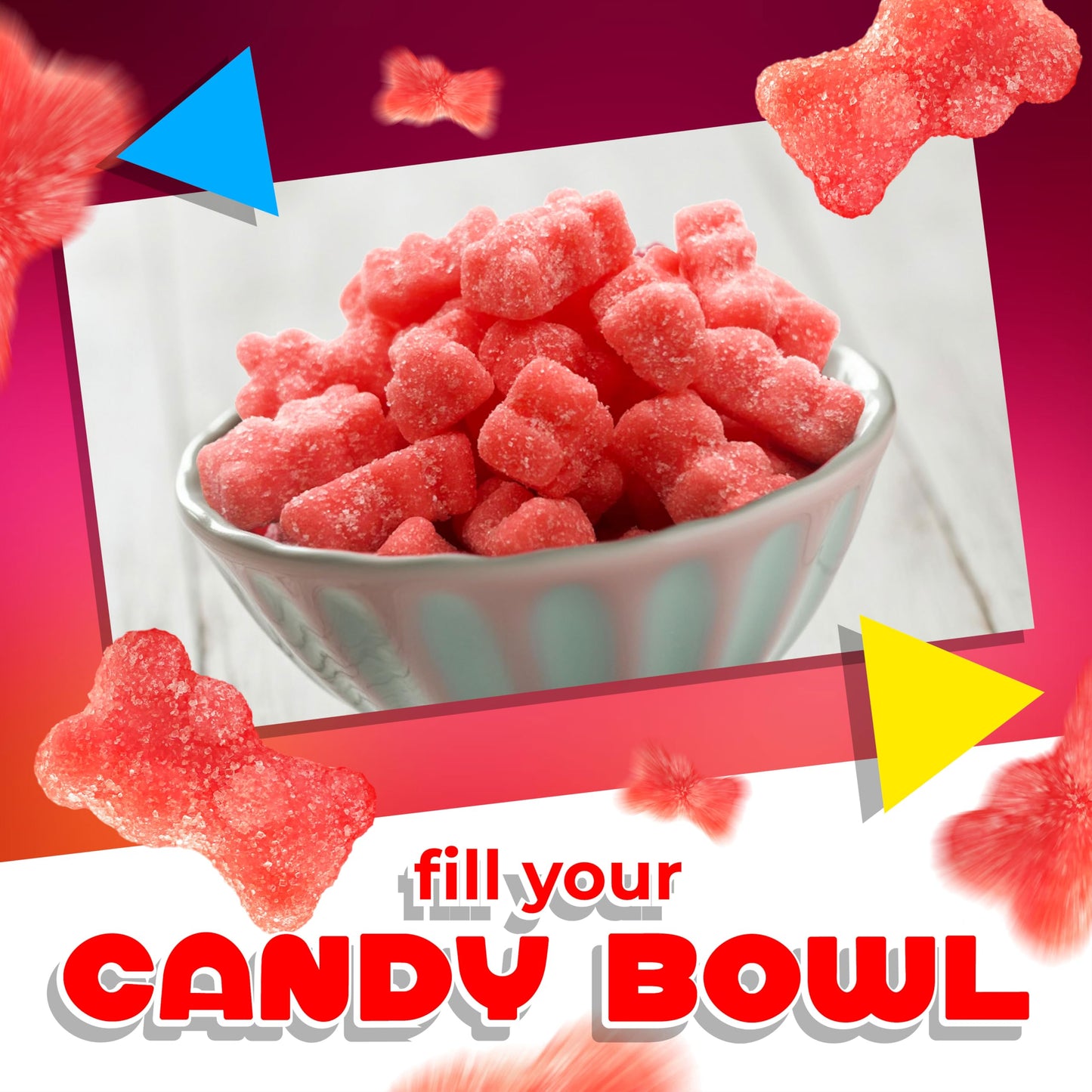 Sour Bears Gummy Candy | 1 Lb Bag | Tutti-Frutti Jelly Candies | Gelatin Free Gummi Bears | Neon Pink Gummies for Gender Reveal, Baby Showers & Candy