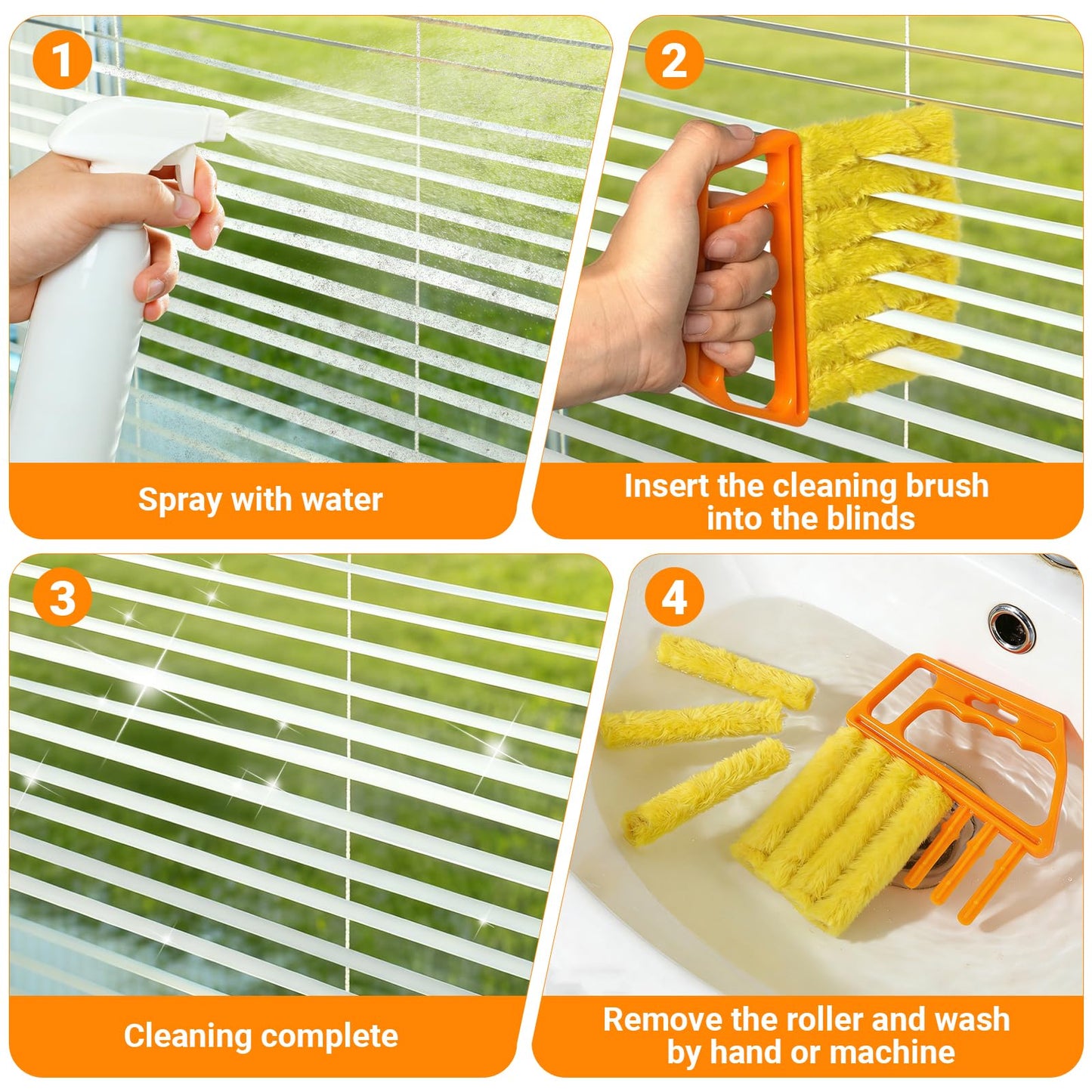 3pcs Window Blind Cleaner Duster Tool,2026 New Cleaning Tools,7 Fingers Washable Microfiber Dusters for Cleaning,Crevice Cleaning Brush, Duster
