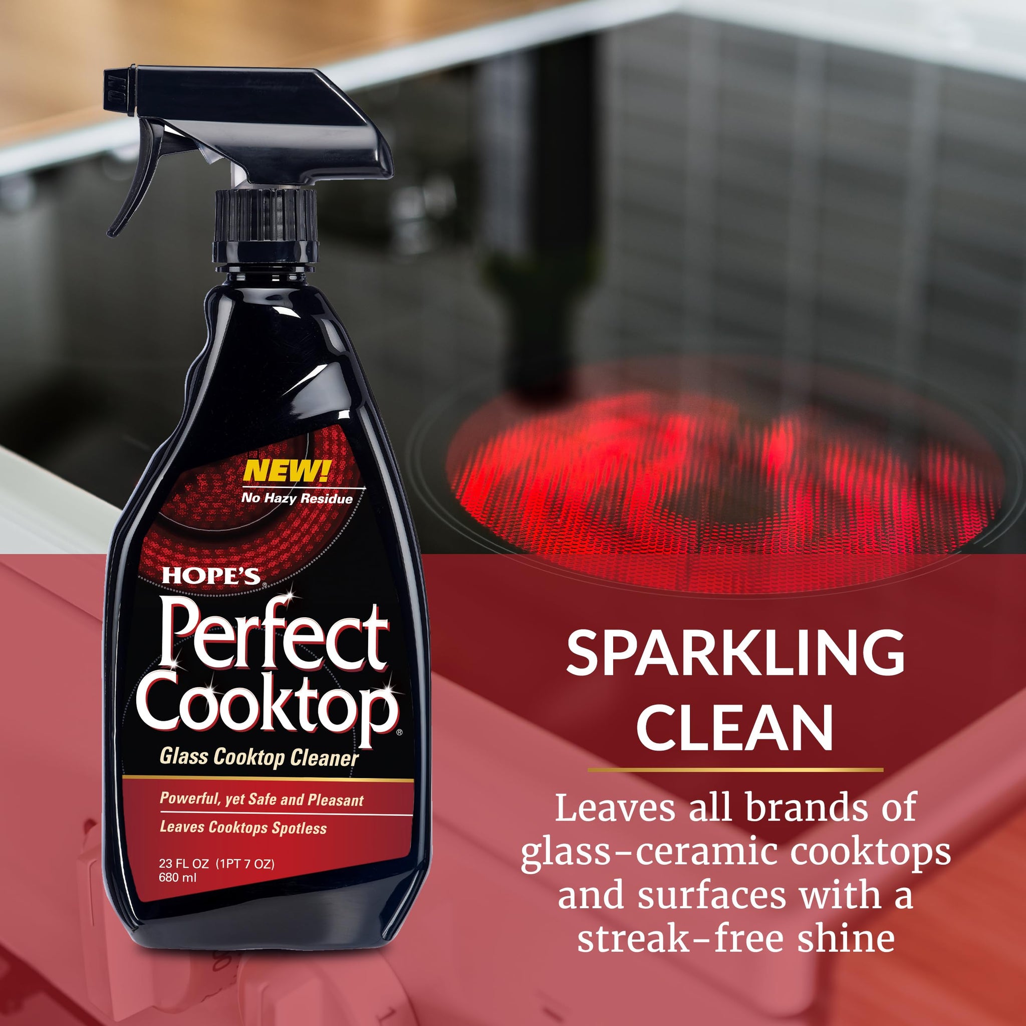 HOPE'S Perfect Cooktop Spray, Glass Ceramic Stovetop Cleaner, No Hazy Residue, Leaves Electric Stove Top Ranges Spotless, Clean Grease and Oil