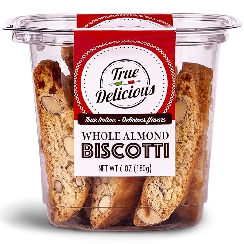 True Delicious WHOLE ALMOND BISCOTTI, Fine Italian cookies, baked twice (4 boxes of 6oz each) …