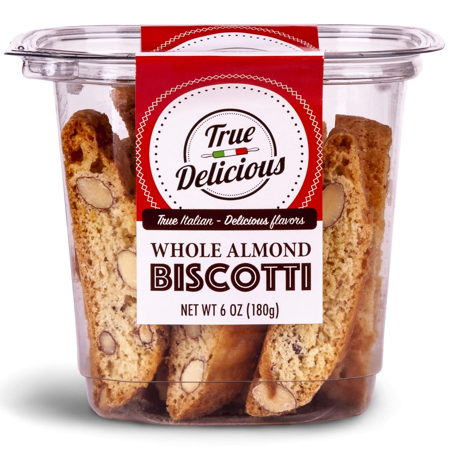 True Delicious WHOLE ALMOND BISCOTTI, Fine Italian cookies, baked twice (4 boxes of 6oz each) …