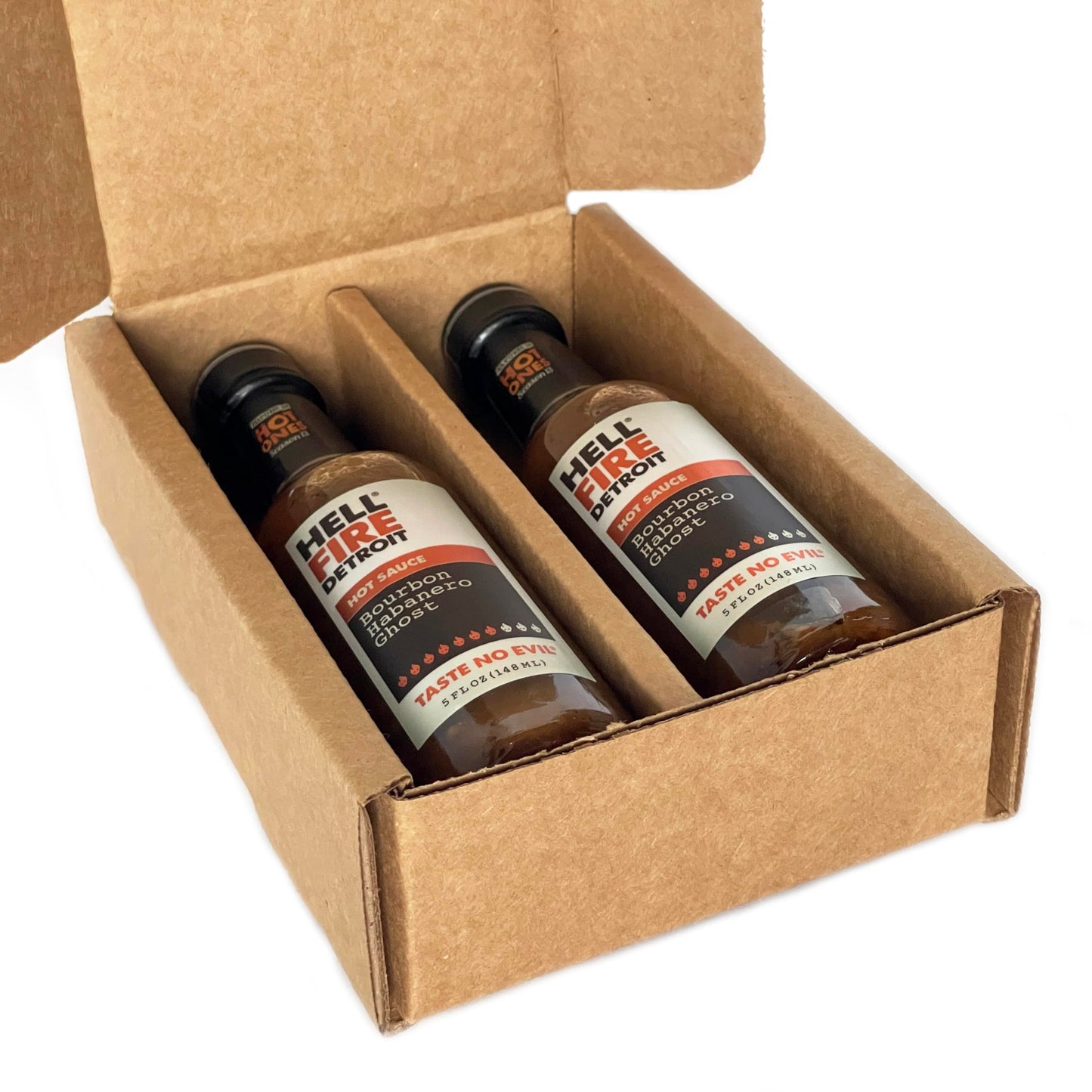 Hell Fire Detroit Bourbon Habanero Ghost Hot Sauce (Extra hot), Crafted with Fresh, Fire-Roasted Habanero and Ghost Chile Peppers, All-Natural, Vegan