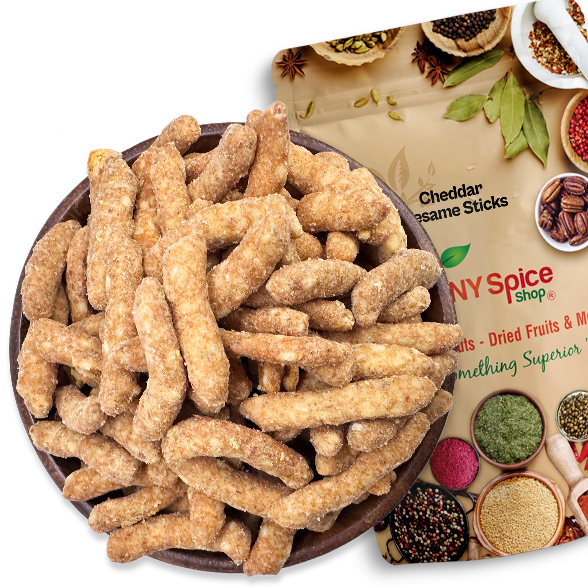 NY Spice Shop Cheddar Sticks - 3 Pound Fresh Sesame Sticks Cheddar Snack Mix - Crunchy Cheddar Sesame Savory Snack Bites Crisp Texture - Everyday