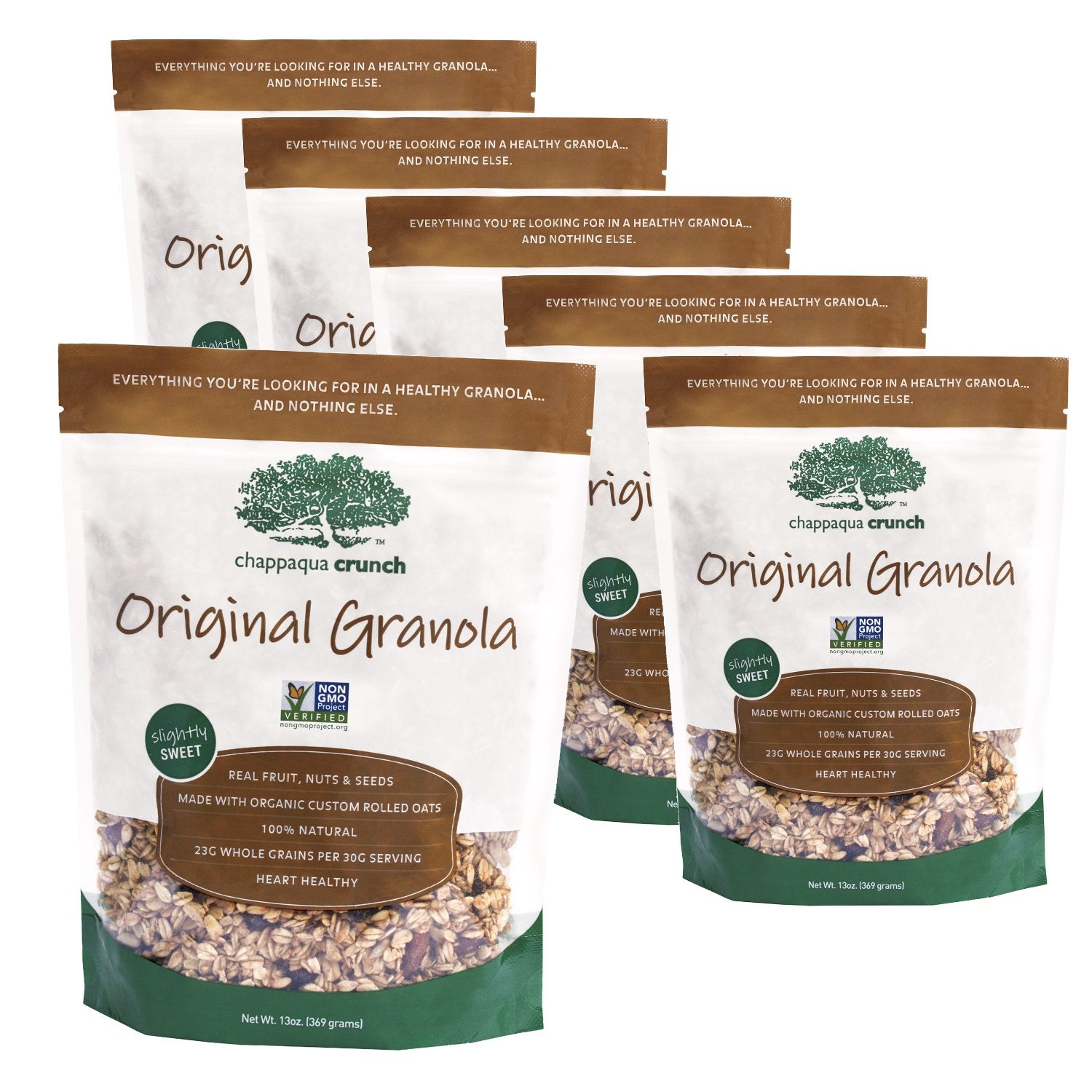Chappaqua Crunch Simply Granola, Original Flavor - Custom Rolled Oats with Roasted Almonds, Raisins, and Sunflower Seeds - Slightly Sweet, Heart