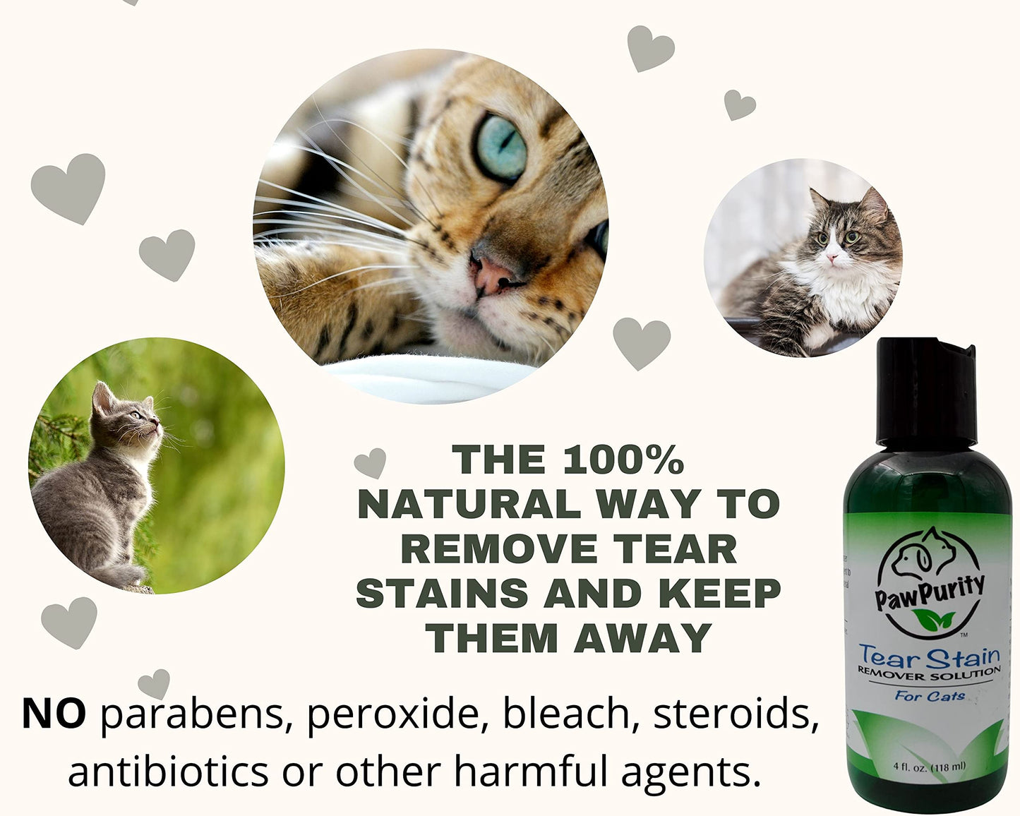 PawPurity Tear Stain Remover Kit for Cats | Includes Tear Stain Remover Solution, Powder and Application Pads | 100% Natural | Tear Stain Removal