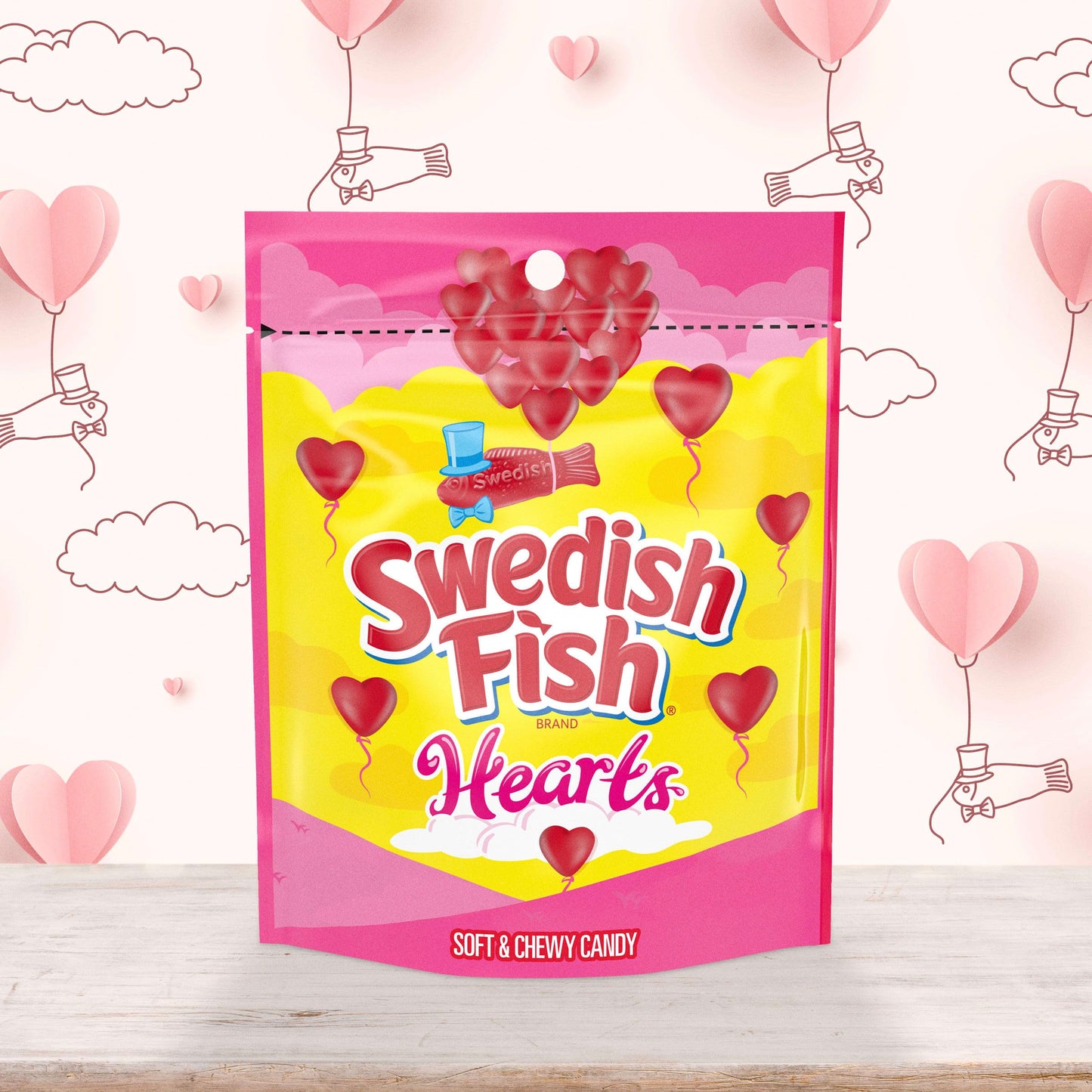 SWEDISH FISH Soft & Chewy Valentines Day Candy Hearts, 10 oz Bag