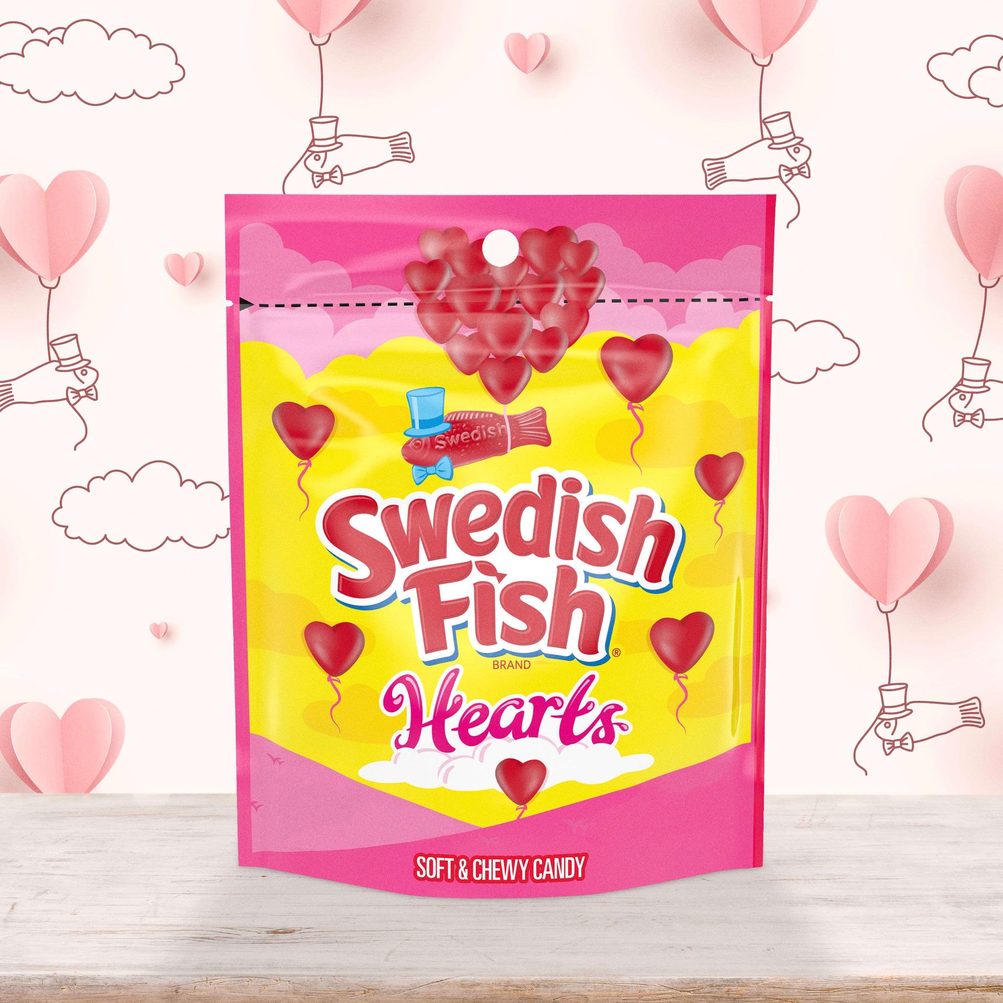 SWEDISH FISH Soft & Chewy Valentines Day Candy Hearts, 10 oz Bag