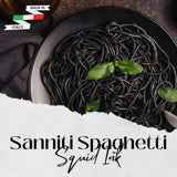 Sanniti Nero di Seppia Spaghetti, 500g | Premium Italian Squid Ink Pasta | Rich Gourmet Flavor | Crafted in Italy (Pack of 2)