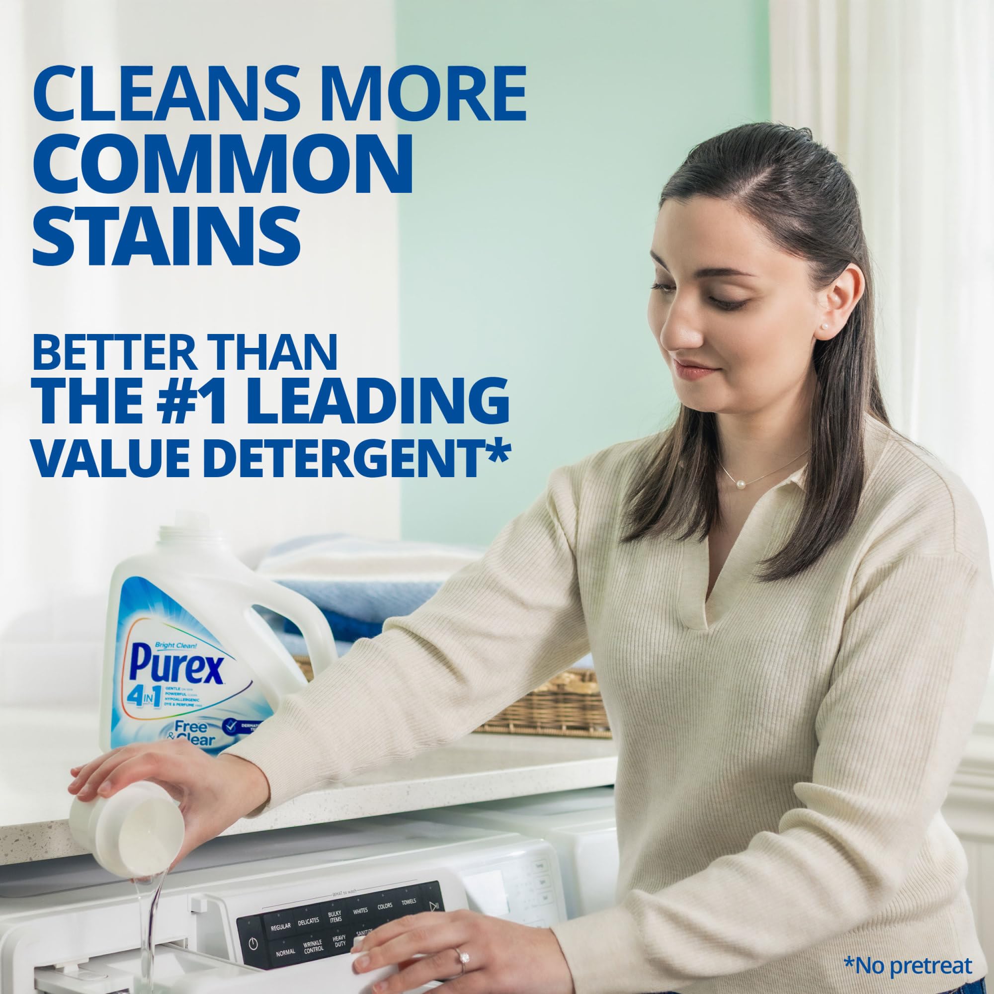 Purex Free & Clear for Sensitive Skin Liquid Laundry Detergent, 115 Loads, 150 OZ (Pack of 4)