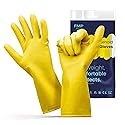 FMP Brands Cleaning Gloves - 12 Pairs Rubber, Non-Slip Dishwashing Gloves, Waterproof Reusable Latex for Kitchen, Bathroom, Household, Gardening