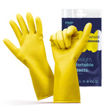 FMP Brands 60 Pairs Rubber Gloves for Washing Dishes, Non-Slip, Waterproof, Reusable for Cleaning, Kitchen, Bathroom, Household (Medium, Yellow)