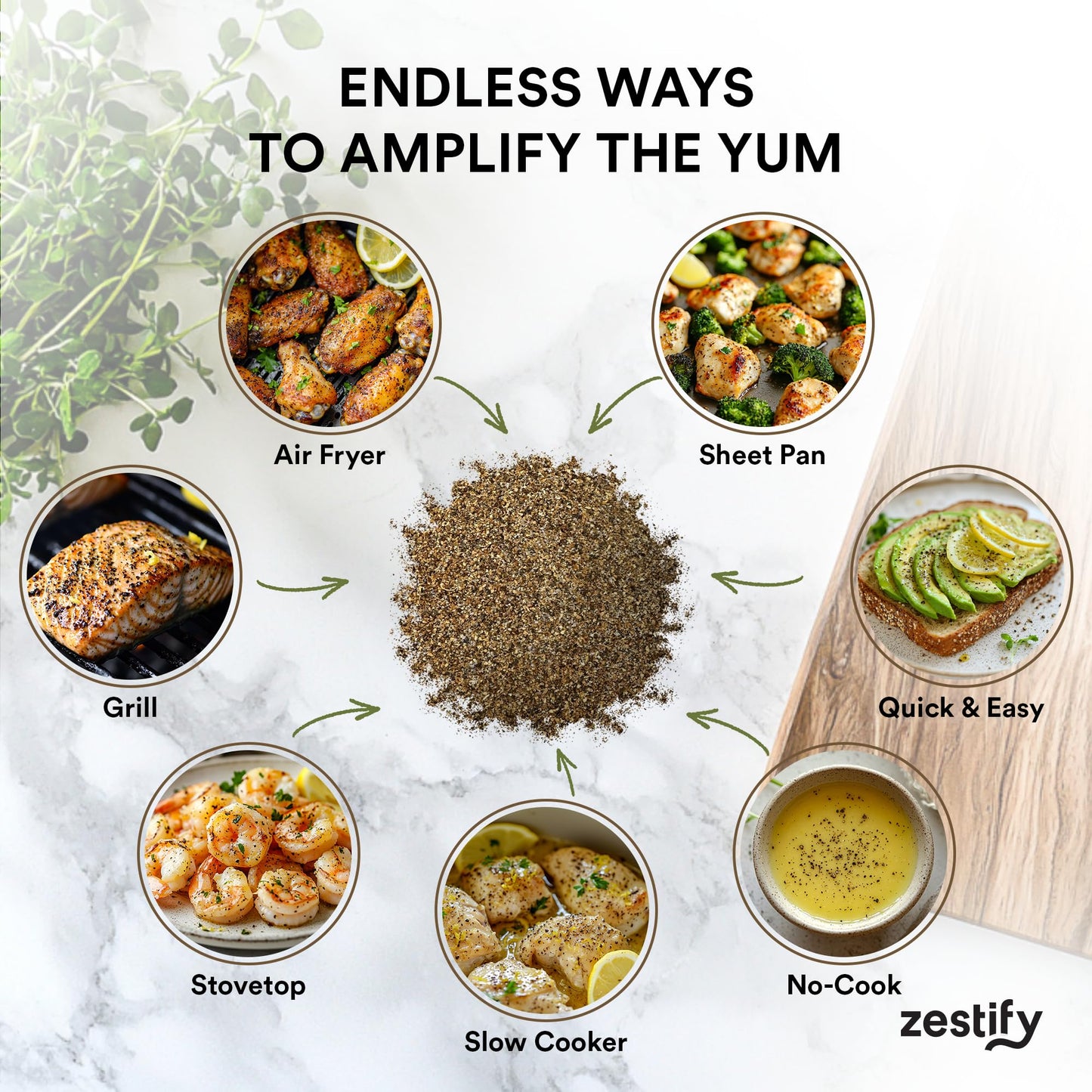 Zestify Citrus Noir - Lemon Pepper Truffle Seasoning Mix Packets | Gourmet Spice Blend for BBQ Dry Rub, Sheet Pan, Air Fryer (4-0.7 oz pouches)