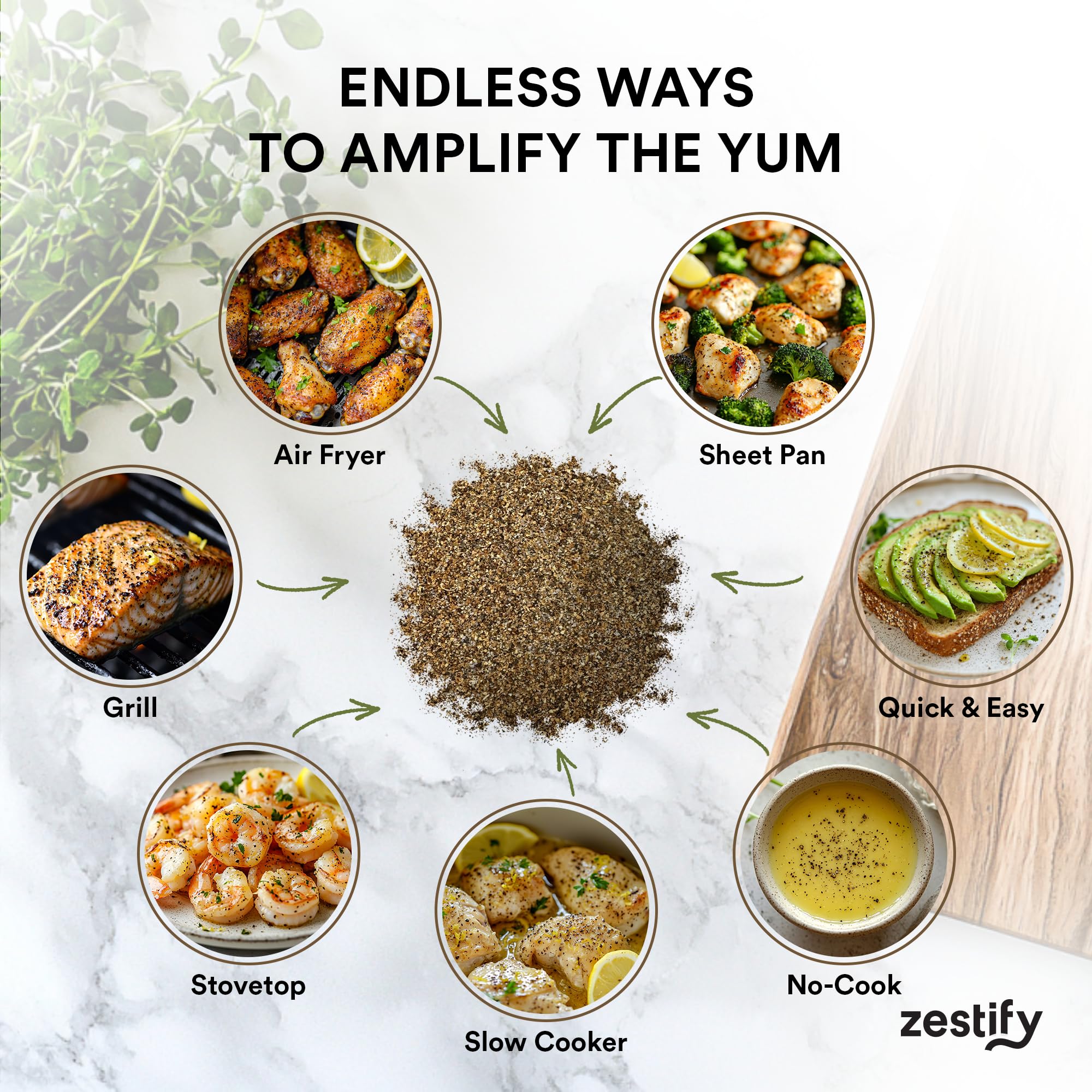 Zestify Citrus Noir - Lemon Pepper Truffle Seasoning Mix Packets | Gourmet Spice Blend for BBQ Dry Rub, Sheet Pan, Air Fryer (4-0.7 oz pouches)
