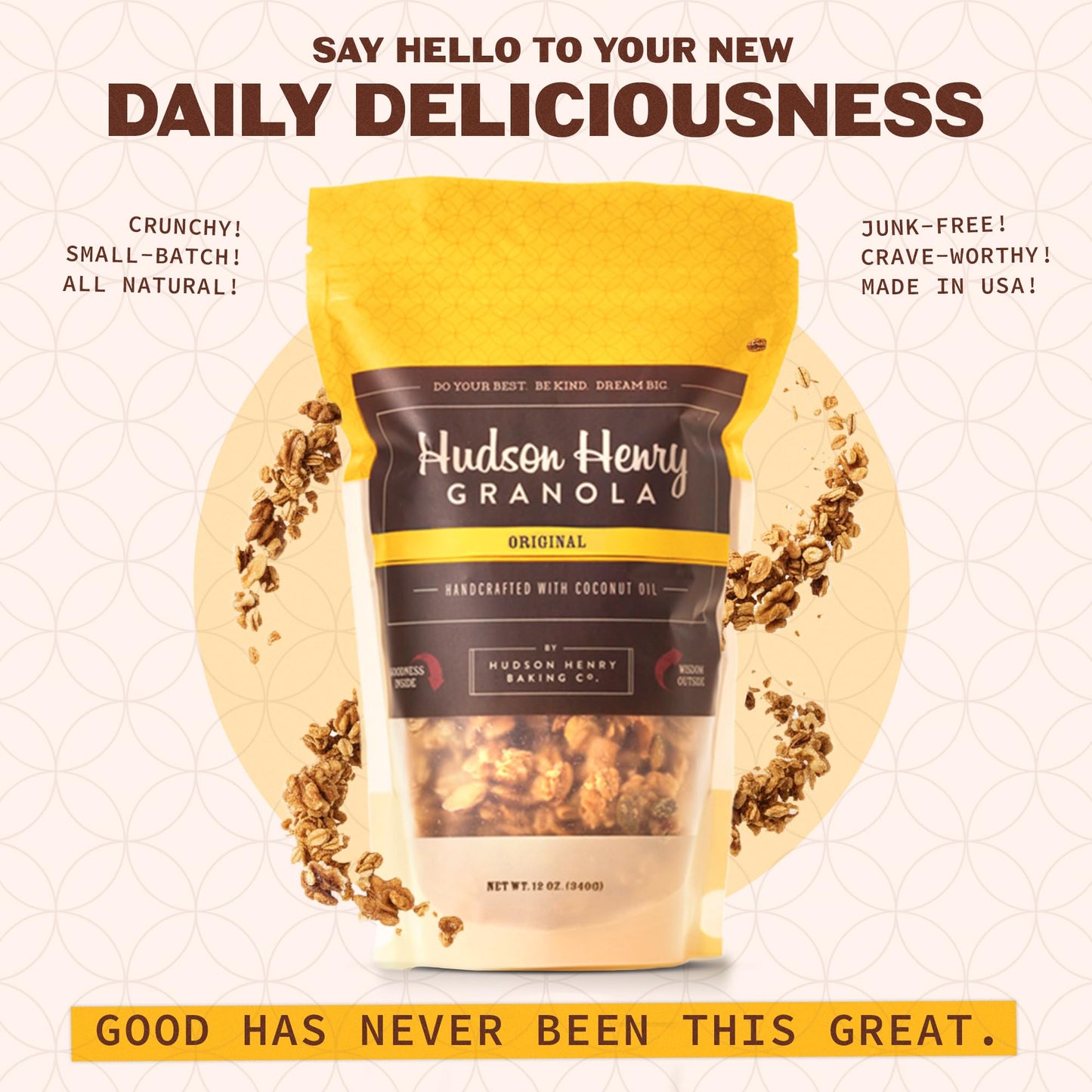 Hudson Henry OG Granola for Yogurt, Snacking & Cereal | Gluten Free Granola with Pumpkin Seeds | Vegan, Non-GMO & Small Batch Baked with Pure Maple