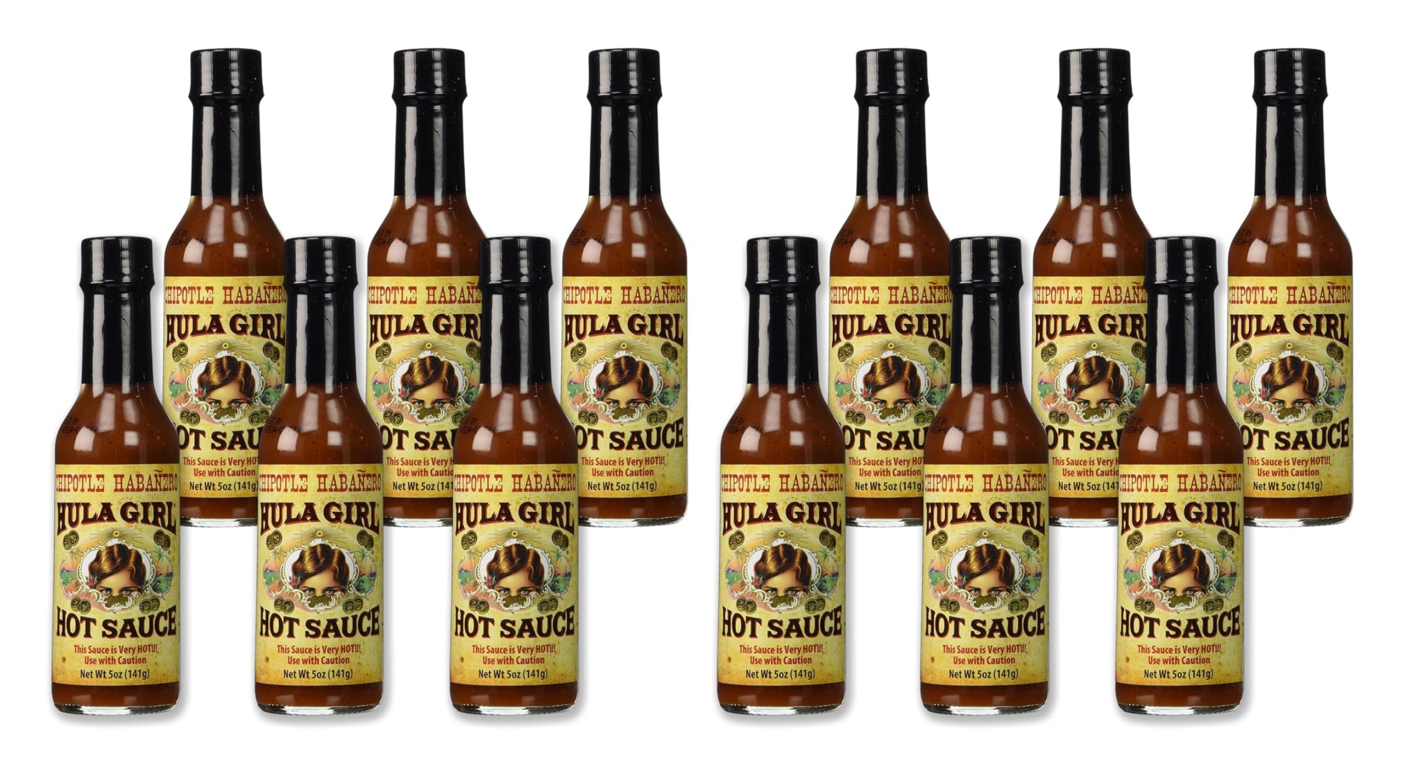 Hula Girl Chipotle Habañero Hot Sauce 5 Oz (0.31 Lb) 141 Grams (Case of 12)