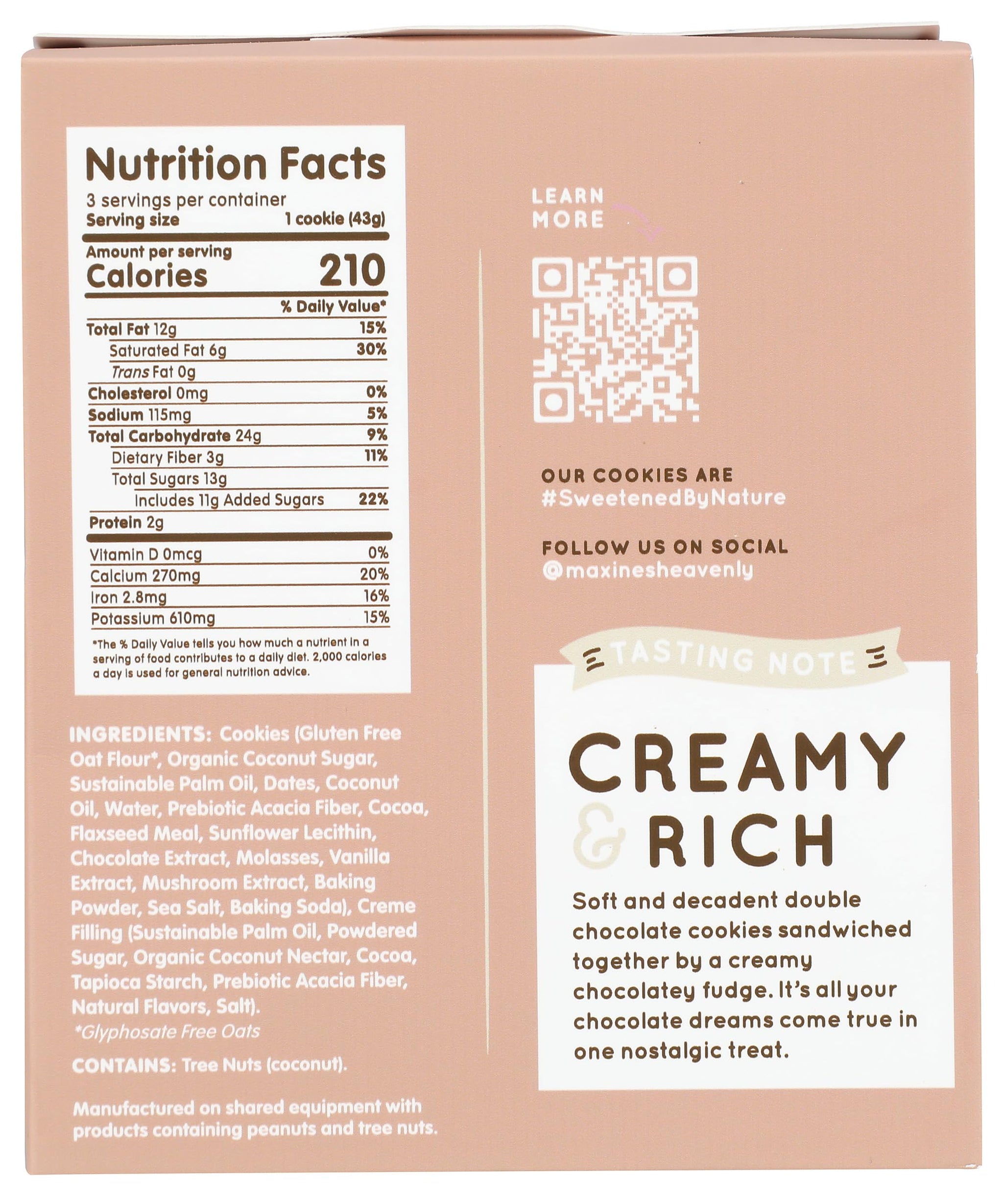 Maxines Heavenly Cookies Chocolate Creme Sandwich Cookie, 4.6 OZ