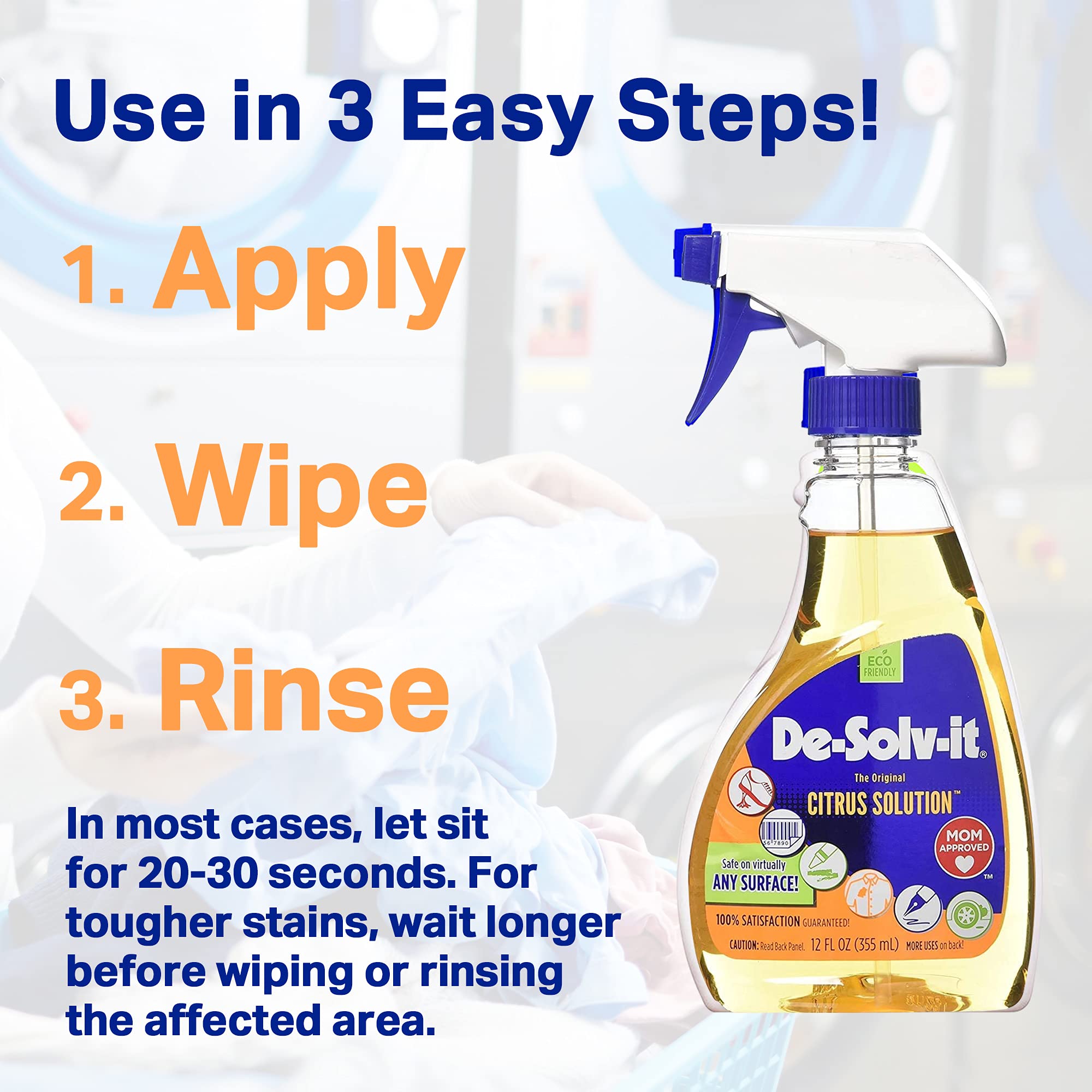Orange-Sol De-Solv-It Citrus Solution, Wood, Glass, Laundry Stain Remover Spray, Odor & Stain Remover Clothes Laundry Spray, Citrus Solvent, 12-Ounce