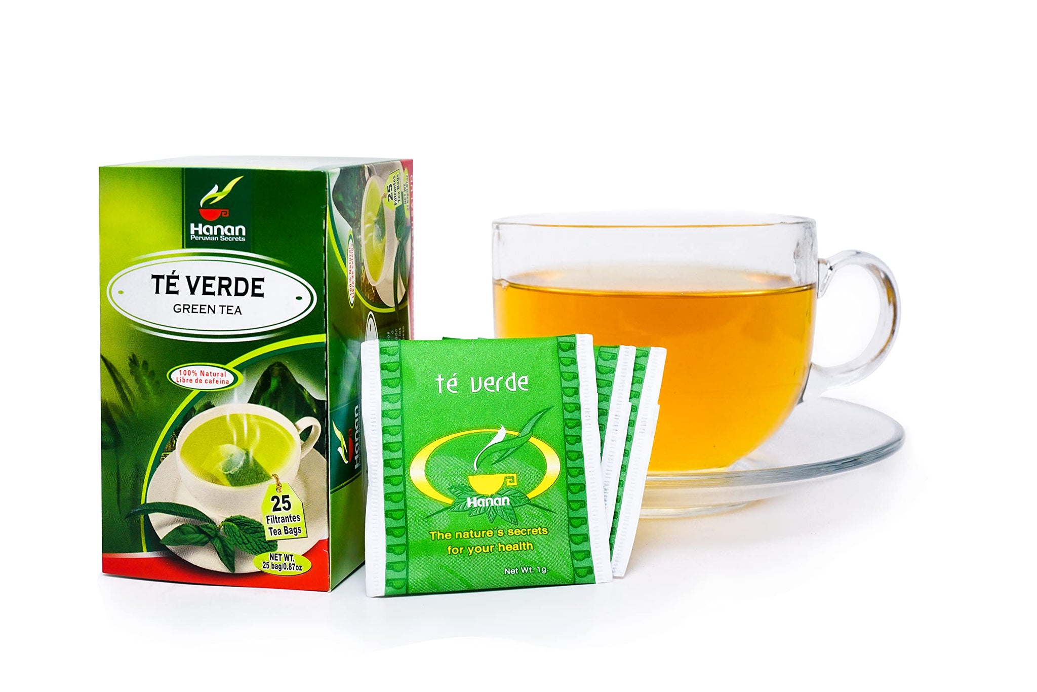Hanan Peruvian Secrets Te Verde| 100% Natural Green Tea | 25 Tea Bags| Rich in antioxidants & vitamins | Promote Good Digestion