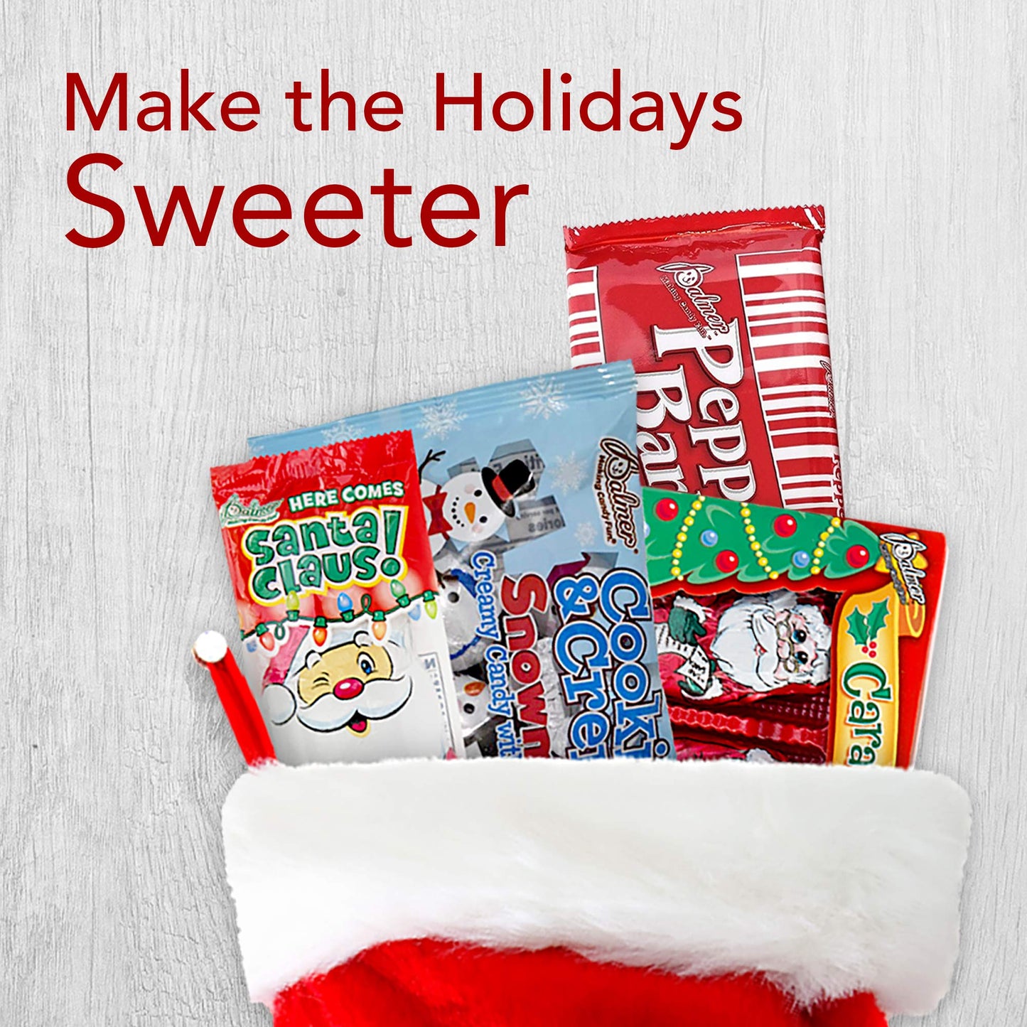 R.M. Palmer Christmas Mix, Bulk Bag of Fudge Bells, Santa Crisp Kringle's, Peanut Butter Cups, Chocolaty spheres, Holiday Themed Treats, Candy