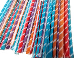 Sweet and Sour Candy Powder Filled Straws - 80 Count of Assorted Orange Cherry Grape Tropical Punch Individually Wrapped, Bulk Kids Candy, Party Favor
