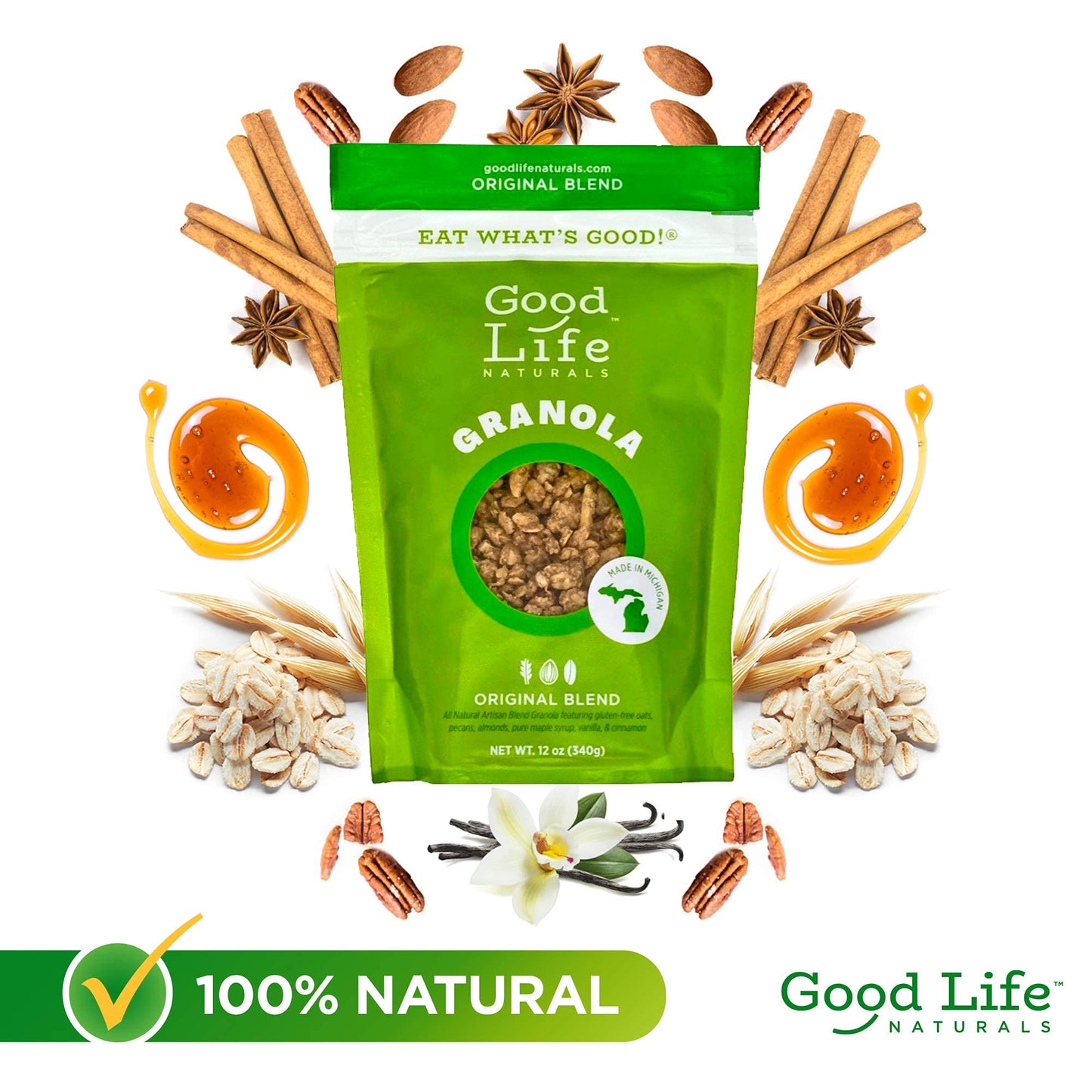 Good Life Natural’s Granola Cereal | Artisan Blended Energizing Granola Flakes | Healthy Snack | No Artificial Flavoring or Sweeteners | Non-GMO