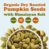 Food to Live Organic Dry Roasted Pumpkin Seed Kernels with Himalayan Salt, 1 Pound Non-GMO, Oven Roasted Whole Pepitas, No Oil Added, Shelled, Vegan