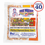 Movie Theater Style 40-Count Popcorn Packs - Pre-Measured 8-Ounce All-in-One Kernel, Salt, Oil Packets for Popping Machines by Great Northern Popcorn