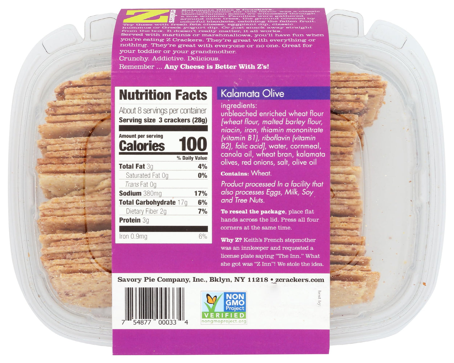 Z Crackers, Kalamata Olive, 8 oz