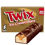 TWIX Ice Cream Bars Vanilla Caramel Chocolatey Cookie Dessert Bar Individually Wrapped, 6 Pack, 1.93 Oz Bars