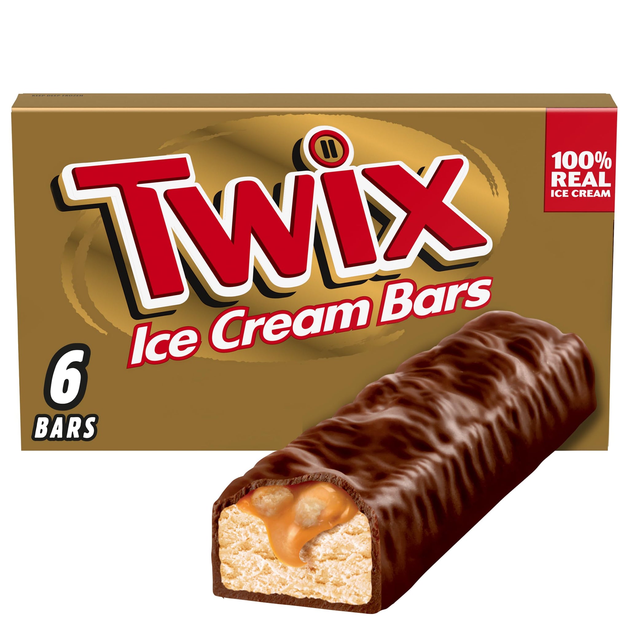 TWIX Ice Cream Bars Vanilla Caramel Chocolatey Cookie Dessert Bar Individually Wrapped, 6 Pack, 1.93 Oz Bars