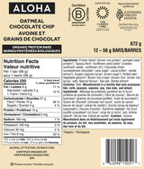 ALOHA Organic Plant Based Protein Bars - Oatmeal Chocolate Chip - 12 Count, 1.9oz Bars - Vegan Snacks, Low Sugar, Gluten-Free, Low Carb, Paleo